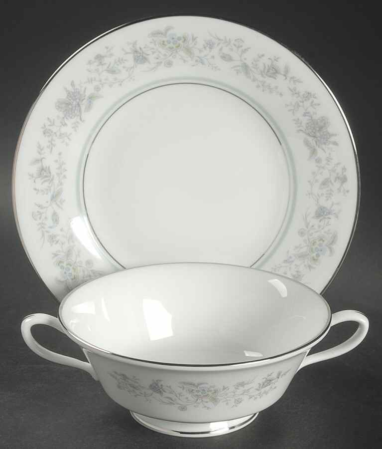 Spring Footed Cream Soup Bowl & Saucer Set by Oxford (Div of Lenox)-1