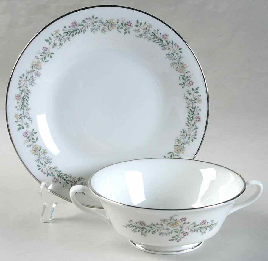 Tenderly Footed Cream Soup Bowl & Saucer Set by Oxford (Div of Lenox)-1