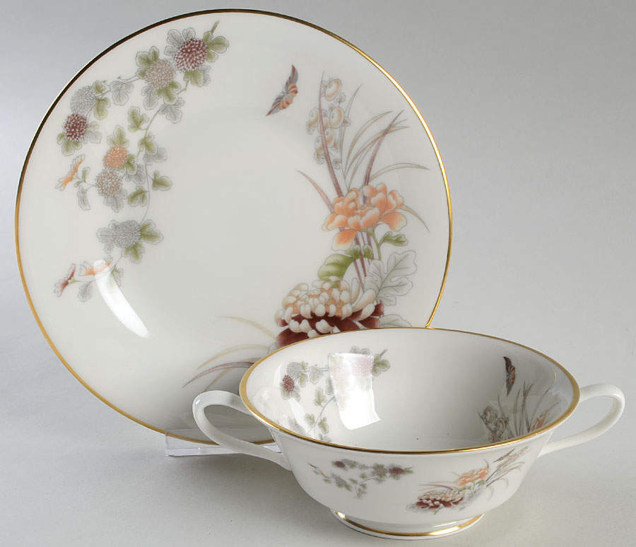 Tranquility Footed Cream Soup Bowl & Saucer Set by Oxford (Div of Lenox)-1