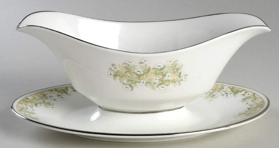 Trellis Gravy Boat with Attached Underplate by Oxford (Div of Lenox)-1