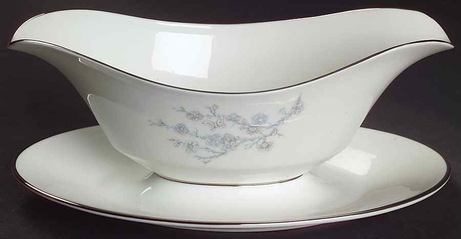 Twilight Dell Gravy Boat with Attached Underplate by Oxford (Div of Lenox)-1