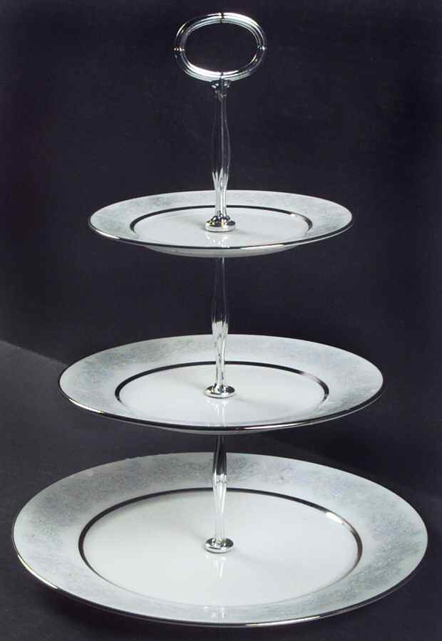 Twilight Dell 13 7/8"-14 1/4" 3-Tiered Serving Tray(DP,SP,BB) HC by Oxford (Div of Lenox)-1