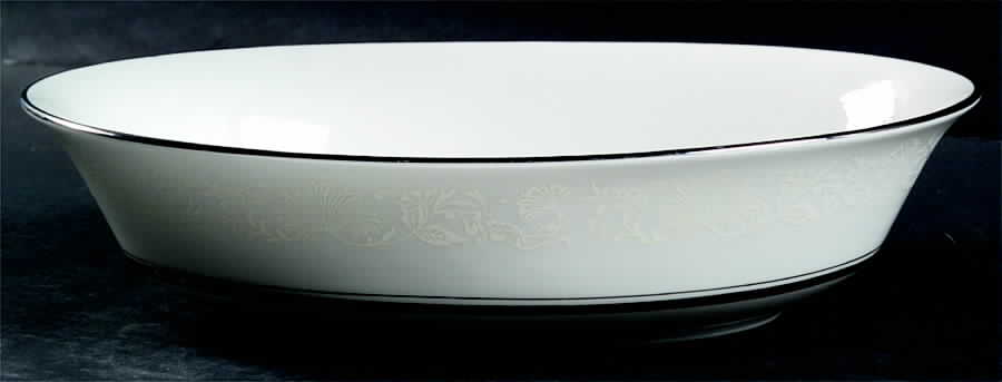 White Echo 8" Oval Vegetable Bowl by Oxford (Div of Lenox)-1