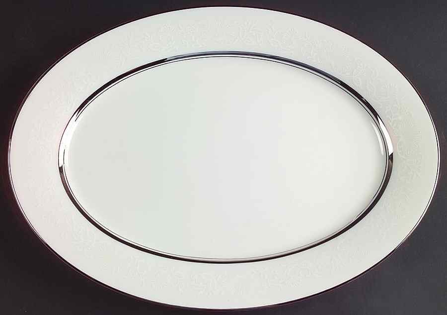 White Echo 13" Oval Serving Platter by Oxford (Div of Lenox)-1
