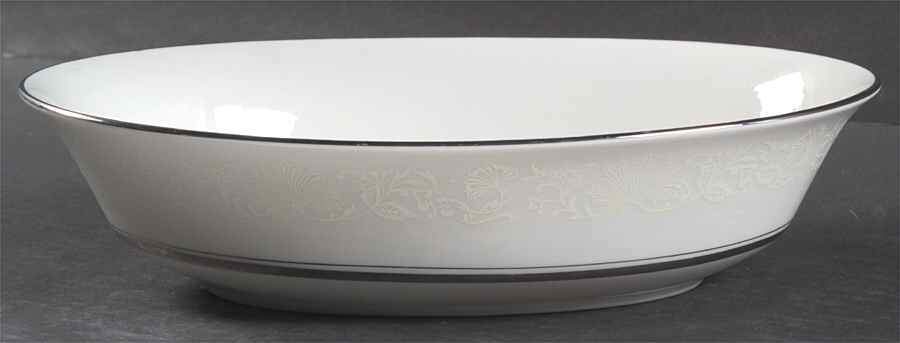White Echo 10" Oval Vegetable Bowl by Oxford (Div of Lenox)-1