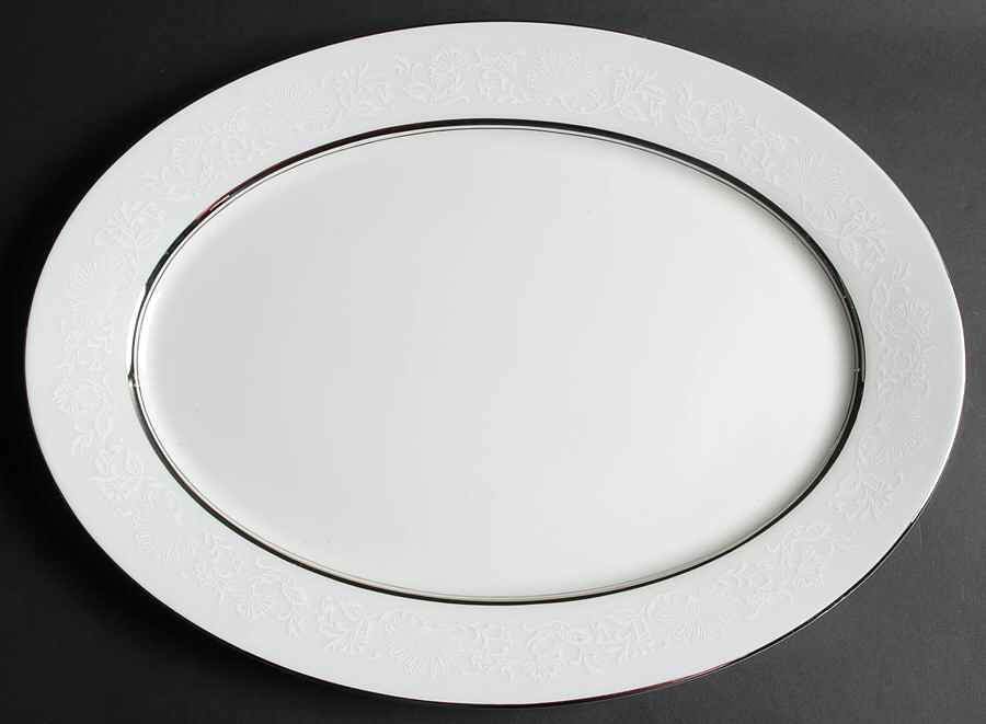 White Echo 17" Oval Serving Platter by Oxford (Div of Lenox)-1