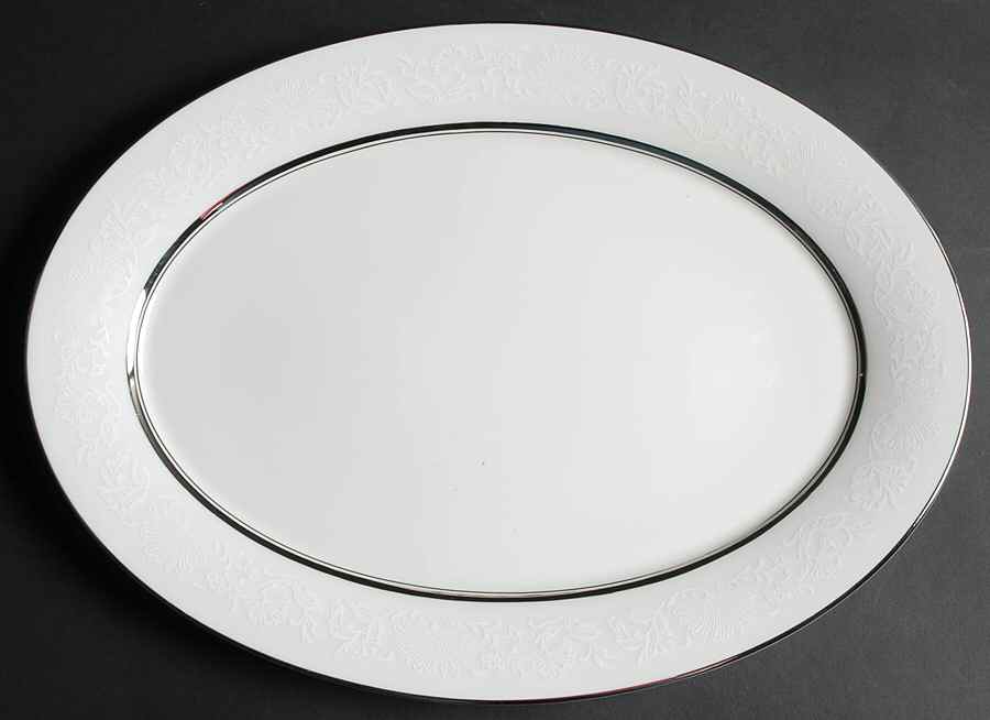 White Echo 16" Oval Serving Platter by Oxford (Div of Lenox)-1