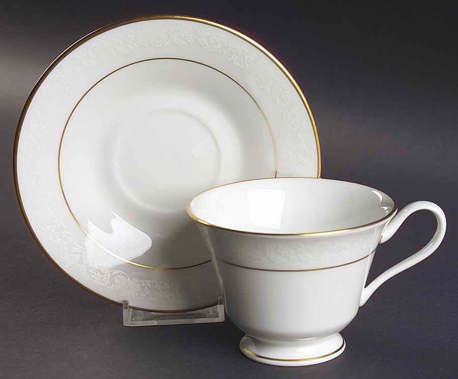 White Lace Footed Cup & Saucer Set by Oxford (Div of Lenox)-1
