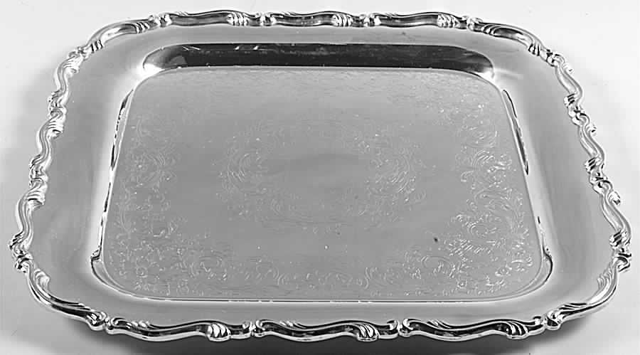 Georgian Scroll (Silverplate, Hollowware) Square Silverplate Tray by Oneida Silver-1