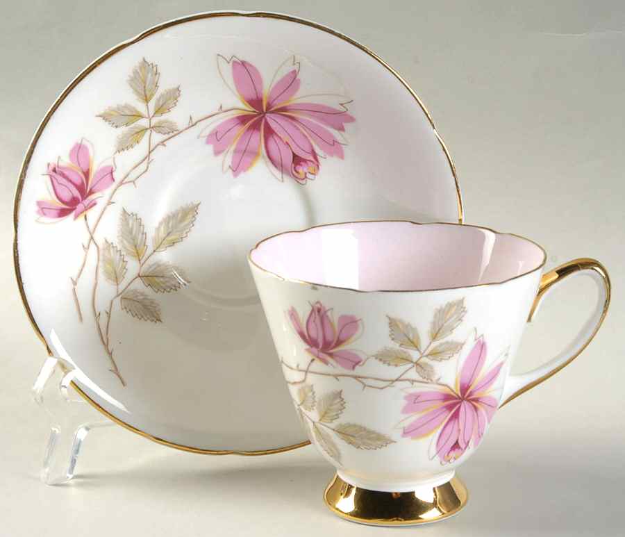 3739 Footed Cup & Saucer Set by Old Royal (England)-1