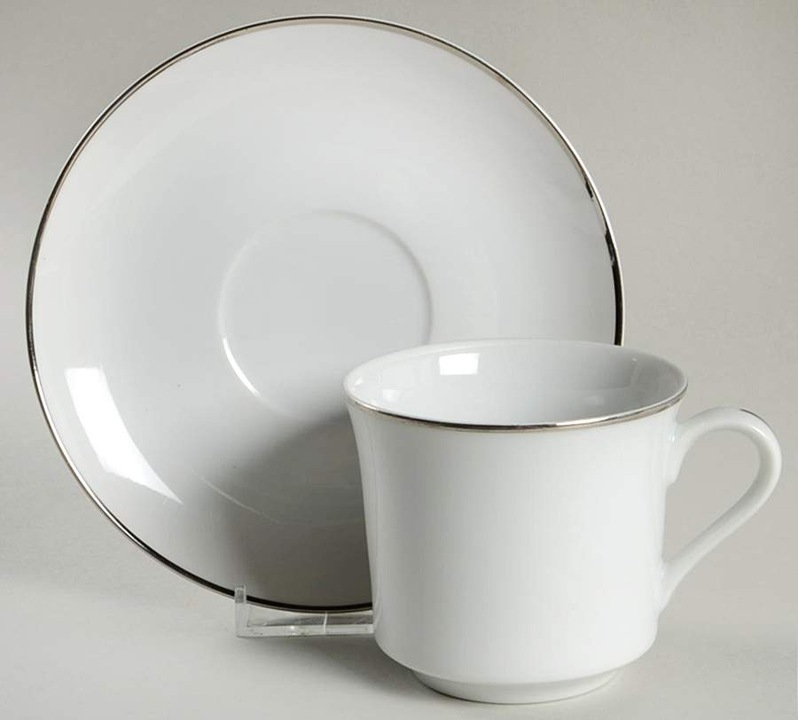 Distinction White Flat Cup & Saucer Set by Oneida-1