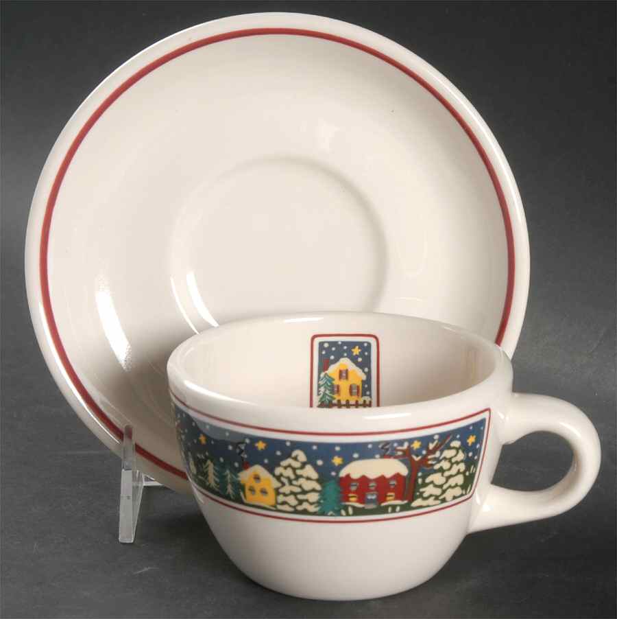 Holiday Harbor Flat Cup & Saucer Set by Oneida-1