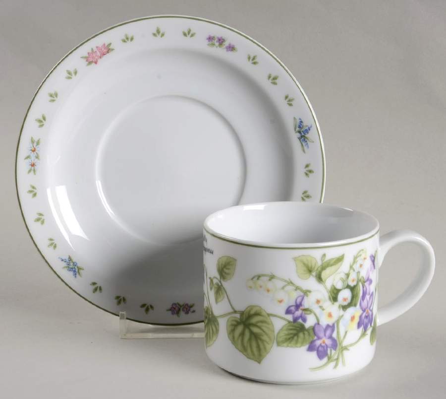 Romance of Flowers Flat Cup & Saucer Set by Oneida-1