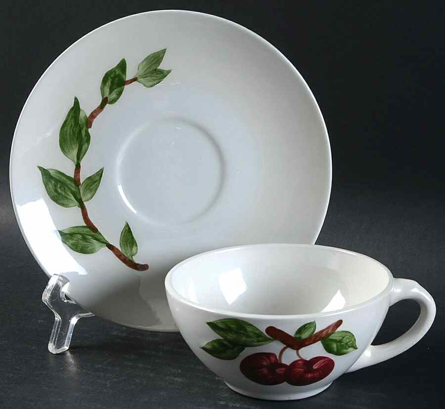 Cherry Flat Cup & Saucer Set by Orchard-1