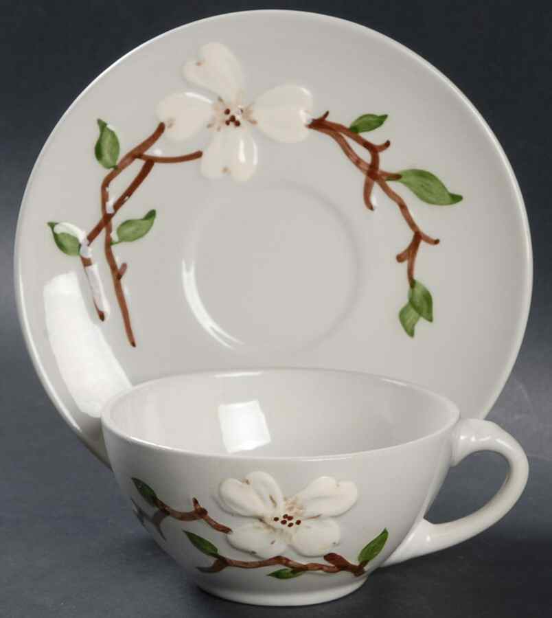 Dogwood Flat Cup & Saucer Set by Orchard-1