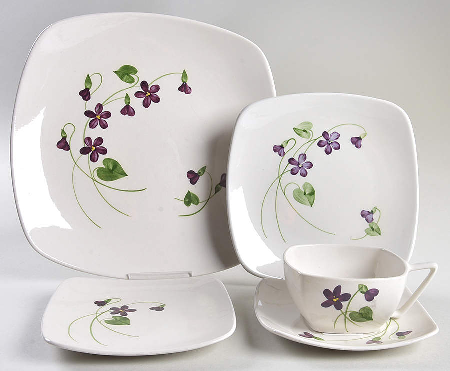 Wood Violet Square 5 Piece Place Setting by Orchard-1