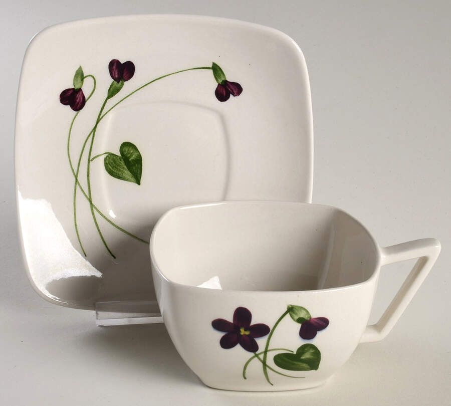 Wood Violet Square Flat Cup & Saucer Set by Orchard-1