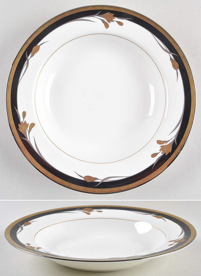 24K Black Large Rim Soup Bowl by Oscar De La Renta-1