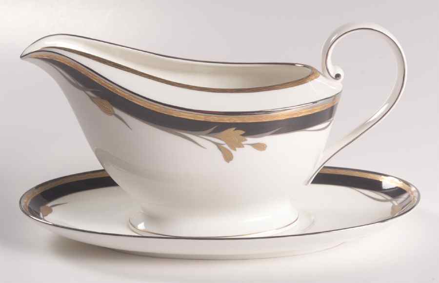 24K Black Gravy Boat & Underplate by Oscar De La Renta-1