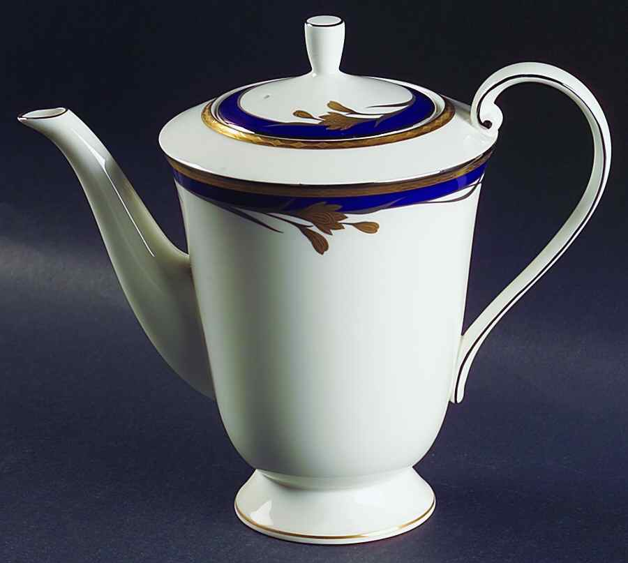 24K Cobalt Blue Coffee Pot & Lid by Oscar De La Renta-1