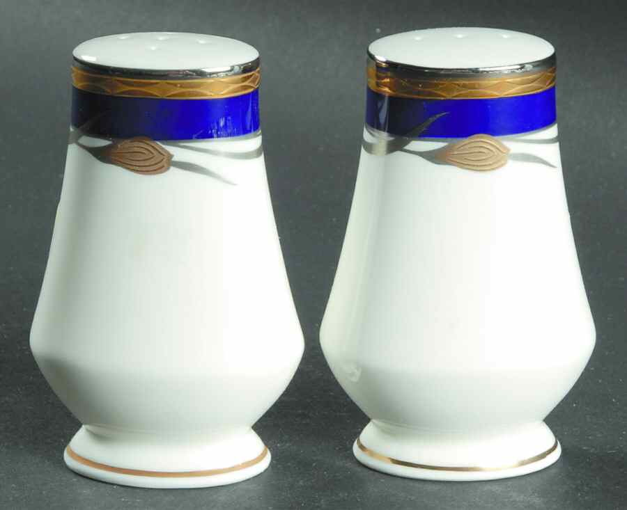 24K Cobalt Blue Salt & Pepper Set by Oscar De La Renta-1