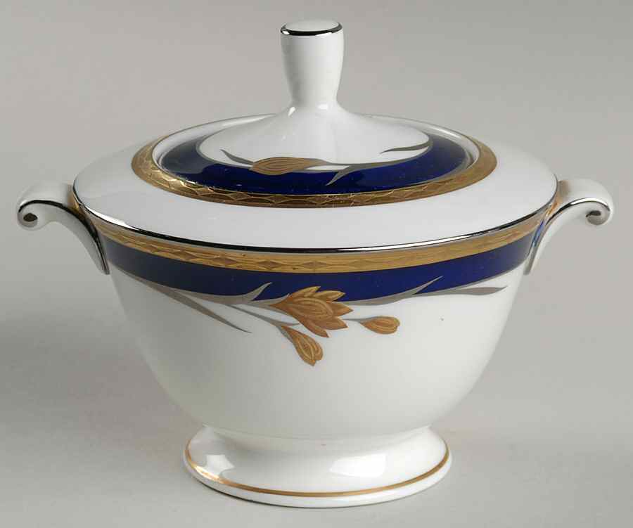 24K Cobalt Blue Sugar Bowl & Lid by Oscar De La Renta-1