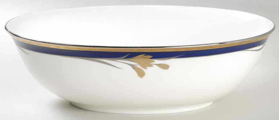 24K Cobalt Blue 9" Oval Vegetable Bowl by Oscar De La Renta-1