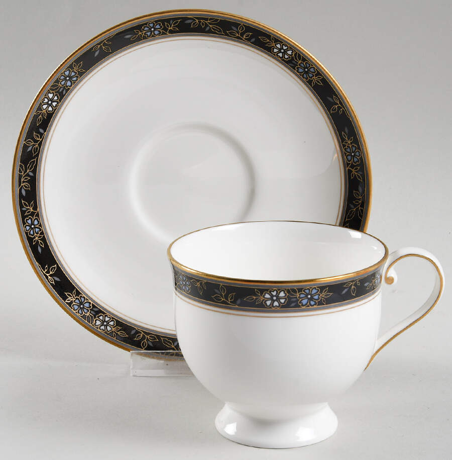 Aviance Black Footed Cup & Saucer Set by Oscar De La Renta-1