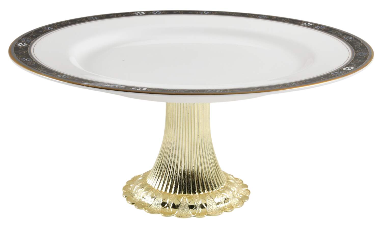 Aviance Black Cake Stand with 4"-5" Metal Pedestal  Hc by Oscar De La Renta-1