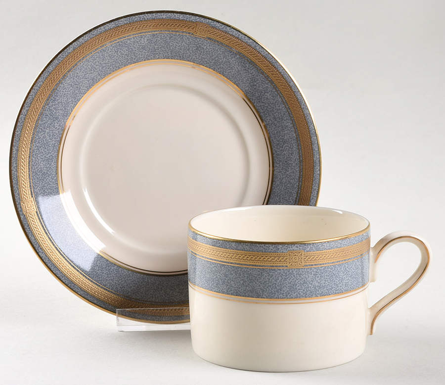 Baronesse Gray Flat Cup & Saucer Set by Oscar De La Renta-1