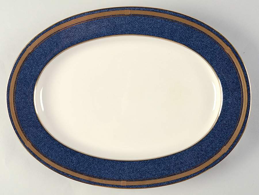 Baronesse Lapis 14" Oval Serving Platter by Oscar De La Renta-1