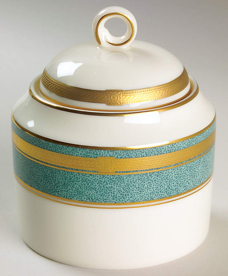 Baronesse Teal Sugar Bowl & Lid by Oscar De La Renta-1