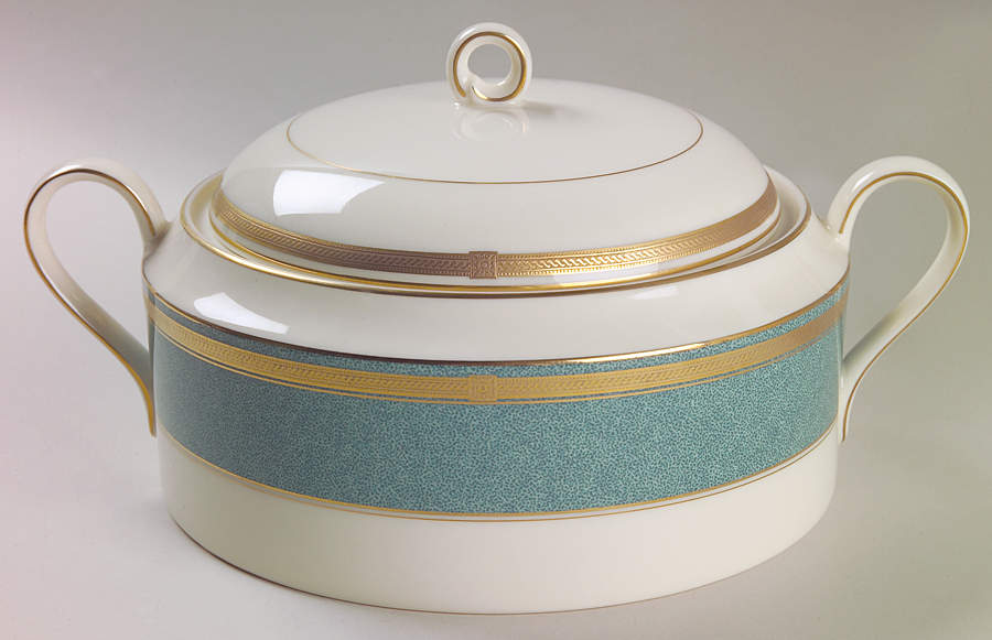 Baronesse Teal Round Covered Vegetable by Oscar De La Renta-1