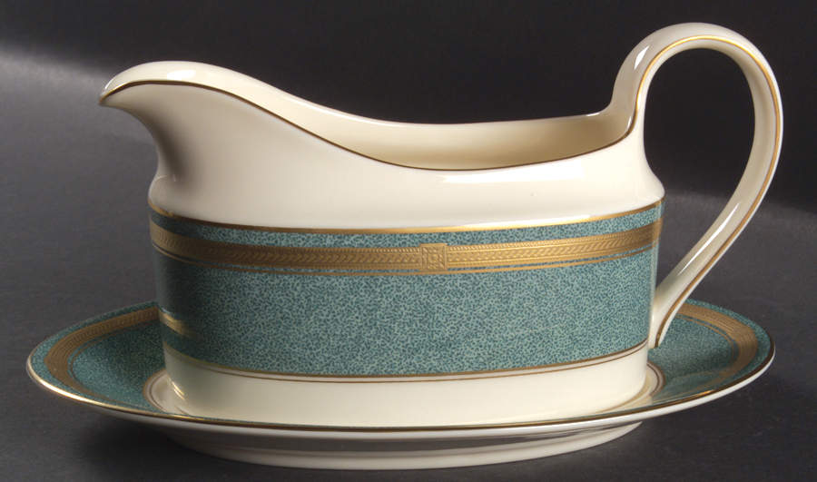Baronesse Teal Gravy Boat & Underplate by Oscar De La Renta-1