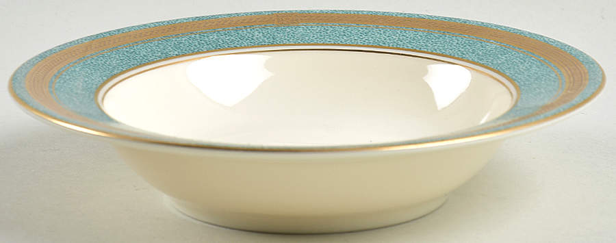 Baronesse Teal Rim Fruit/Dessert (Sauce) Bowl by Oscar De La Renta-1
