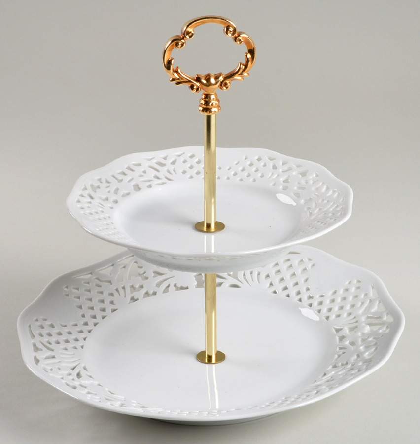 Belmonte 2 Tiered Serving Tray (Dinner & Salad Plate) by Oscar De La Renta-1