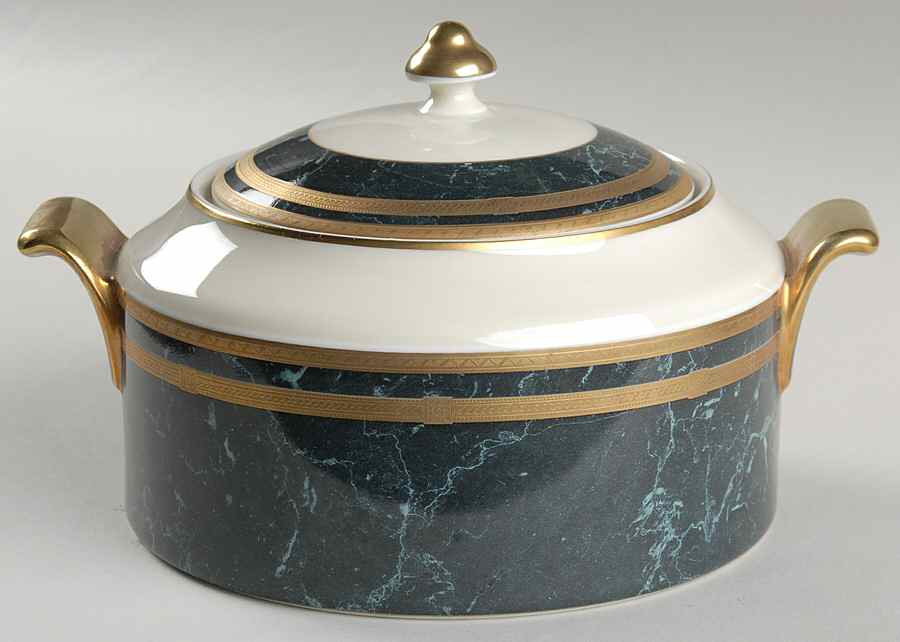 Black Travertine Round Covered Vegetable by Oscar De La Renta-1