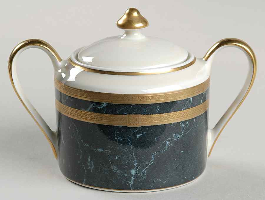 Black Travertine Sugar Bowl & Lid by Oscar De La Renta-1