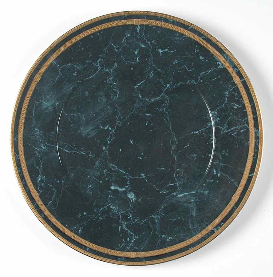 Black Travertine 12" Chop Plate (Round Platter) by Oscar De La Renta-1