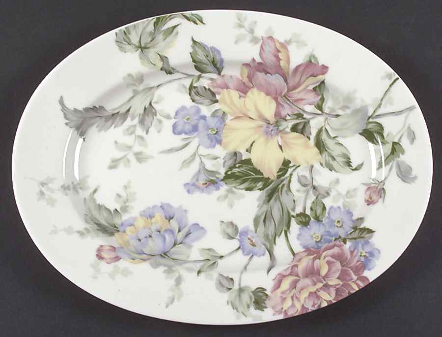 English Tapestry 14" Oval Serving Platter by Oscar De La Renta-1