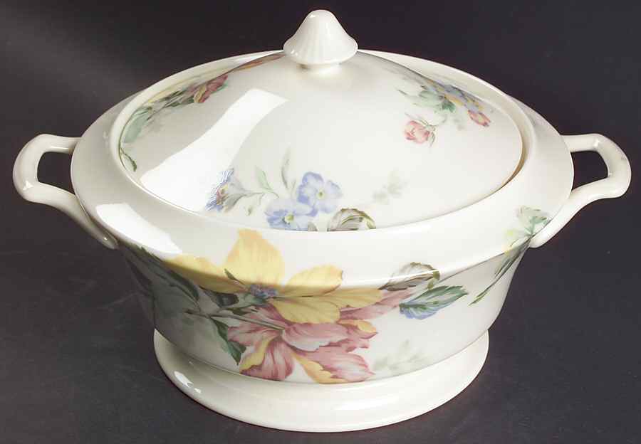 English Tapestry Round Covered Vegetable by Oscar De La Renta-1