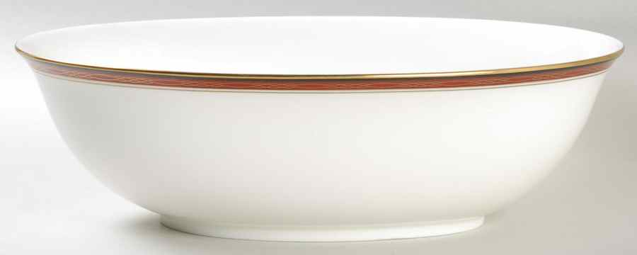 Gold Bracelet Red 9" Oval Vegetable Bowl by Oscar De La Renta-1