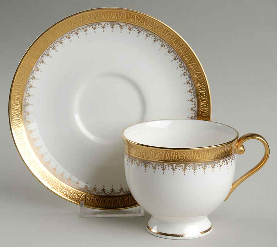 Golden Coin Footed Cup & Saucer Set by Oscar De La Renta-1