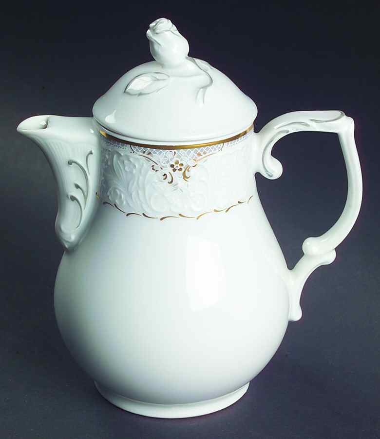 Grey Bouquet Individual Coffee Pot & Lid by Oscar De La Renta-1