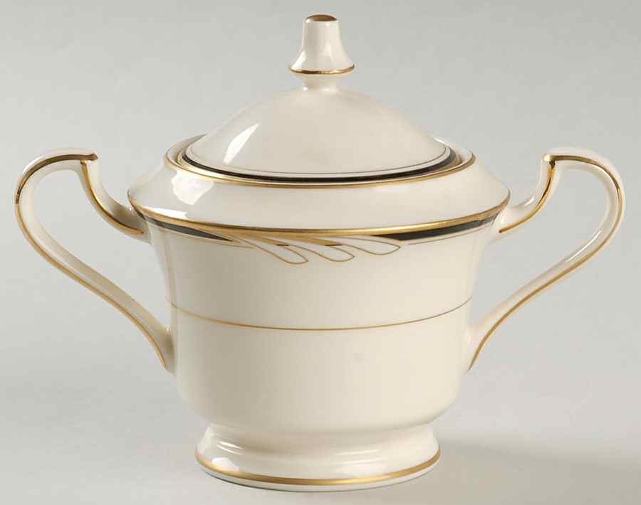 Hospitality Black Sugar Bowl & Lid by Oscar De La Renta-1