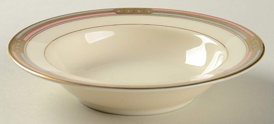 Insignia Pink Gray Rim Fruit/Dessert (Sauce) Bowl by Oscar De La Renta-1