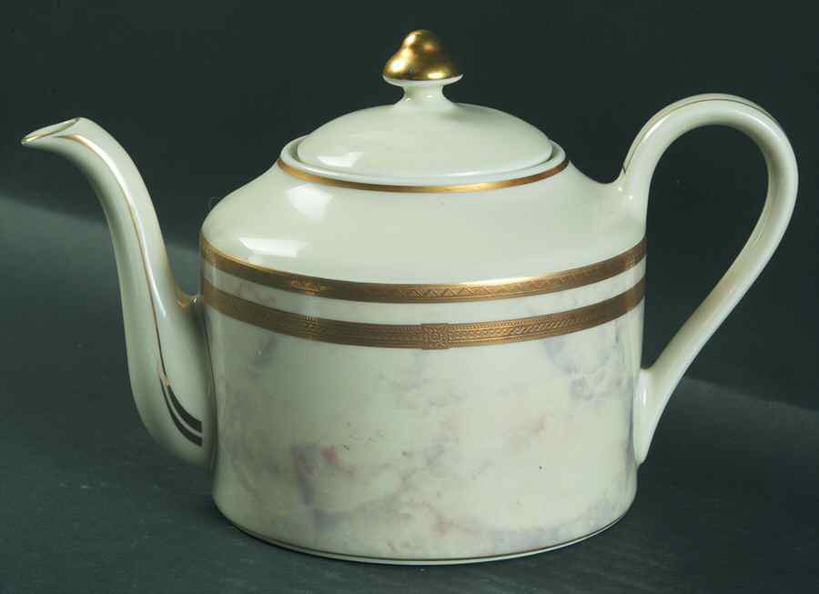 Ivory Travertine Teapot & Lid by Oscar De La Renta-1