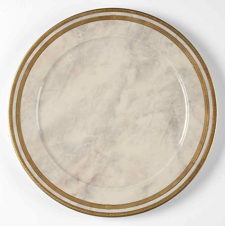 Ivory Travertine 12" Chop Plate (Round Platter) by Oscar De La Renta-1