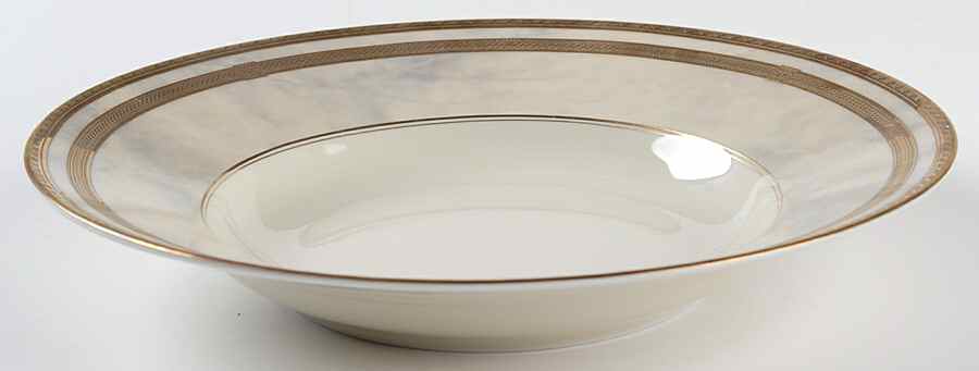 Ivory Travertine Large Rim Soup Bowl by Oscar De La Renta-1
