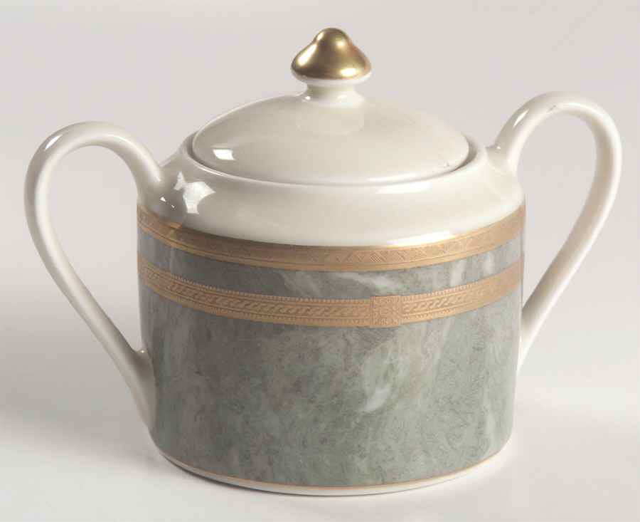 Jade Travertine Sugar Bowl & Lid by Oscar De La Renta-1